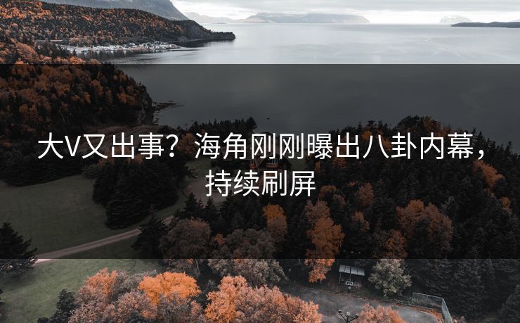 大V又出事？海角刚刚曝出八卦内幕，持续刷屏