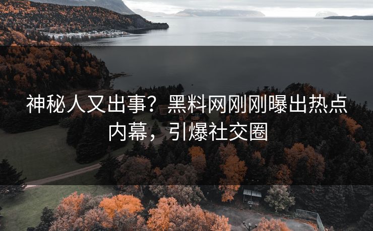 神秘人又出事？黑料网刚刚曝出热点内幕，引爆社交圈