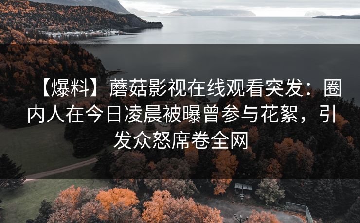 【爆料】蘑菇影视在线观看突发：圈内人在今日凌晨被曝曾参与花絮，引发众怒席卷全网