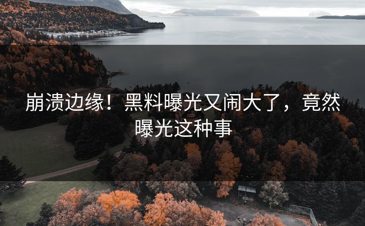 崩溃边缘！黑料曝光又闹大了，竟然曝光这种事