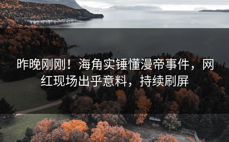 昨晚刚刚！海角实锤懂漫帝事件，网红现场出乎意料，持续刷屏