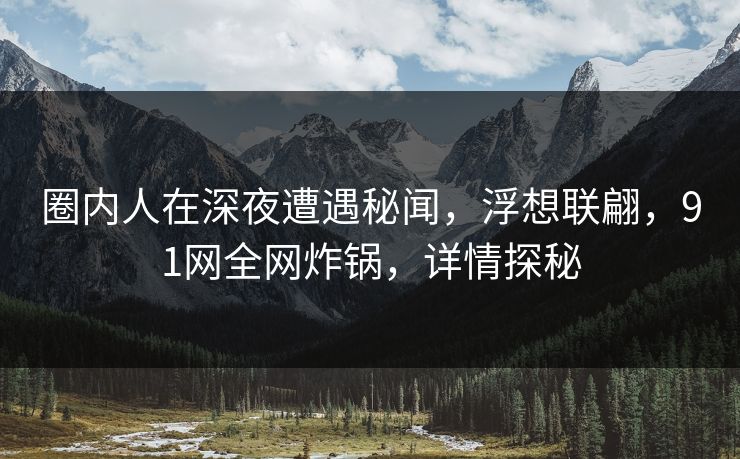 圈内人在深夜遭遇秘闻，浮想联翩，91网全网炸锅，详情探秘