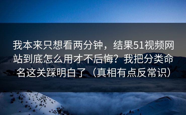 我本来只想看两分钟，结果51视频网站到底怎么用才不后悔？我把分类命名这关踩明白了（真相有点反常识）